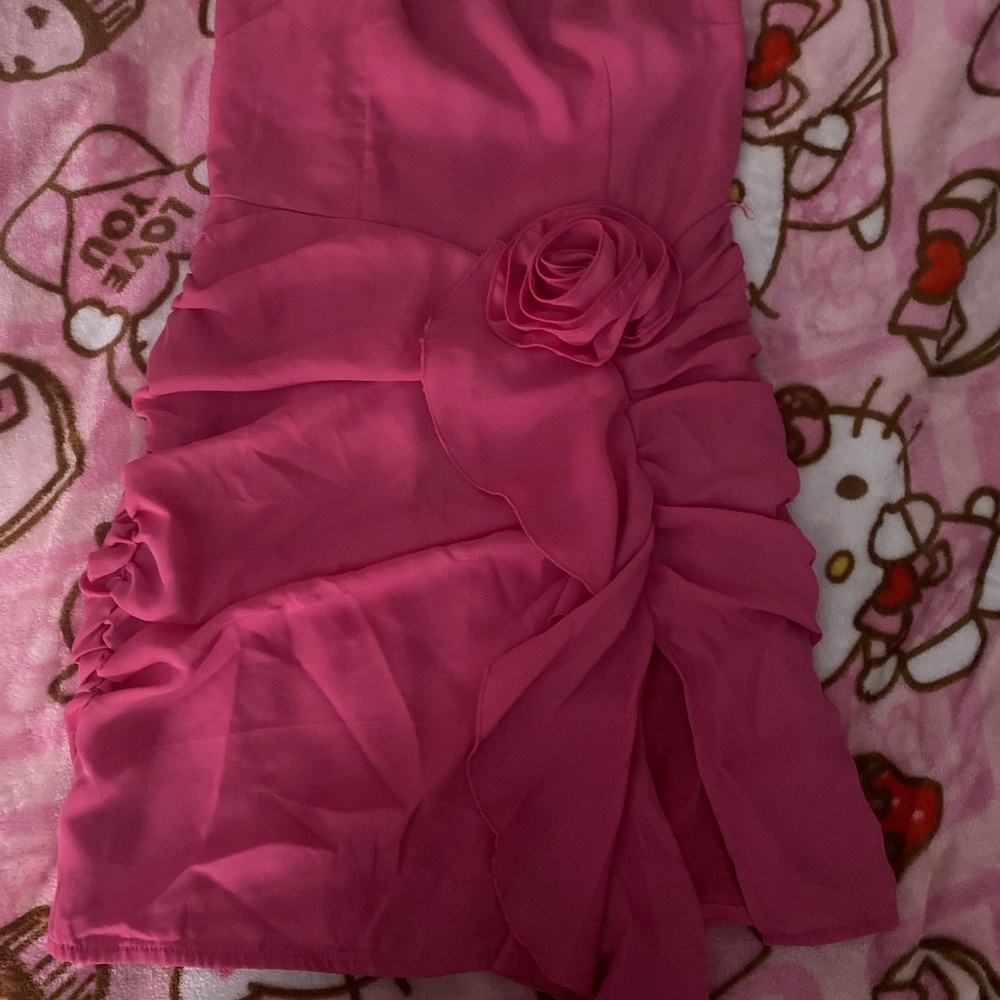 PrettyLittleThing Fuchsia Dress with Rosette